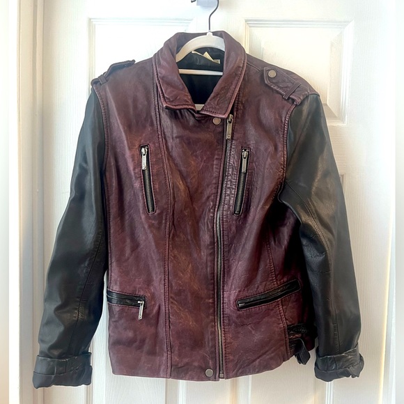 Michael Kors Two Tone Leather Jacket - Picture 1 of 9